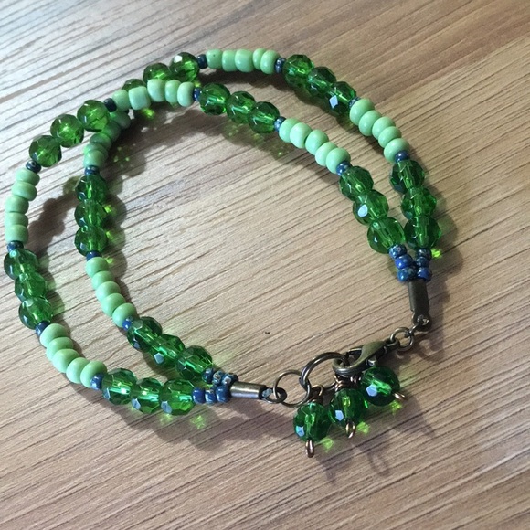 Double Strand Ladies Beaded Bracelet,  Green Beaded Ladies Bracelet,  Lime Green - Picture 7 of 7